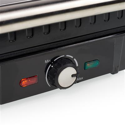 Gratar electric Tristar GR-9165PR, 1600W, deschidere la 180°, termostat reglabil, tavita colectare grasime, maner CoolTouch, Argintiu / Negru [3]
