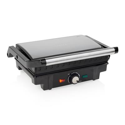 Resigilate - Gratar electric Tristar GR-9165PR, 1600W, deschidere la 180°, termostat reglabil, tavita colectare grasime, maner CoolTouch, Argintiu / Negru