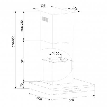 Hota incorporabila decorativa Hansa OKP662TH, Putere de absorbtie 548 mc/h, 1 motor, 60 cm, Inox [1]