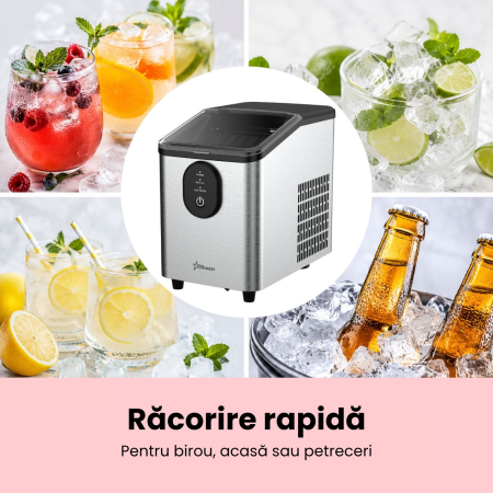 Masina de facut cuburi de gheata STARCREST SIM-1125IX, Capacitate 11-12Kg/24h, Cos gheata detasabil, Rezervor apa 0.8 l, Inox [1]