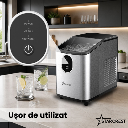 Masina de facut cuburi de gheata STARCREST SIM-1125IX, Capacitate 11-12Kg/24h, Cos gheata detasabil, Rezervor apa 0.8 l, Inox [3]