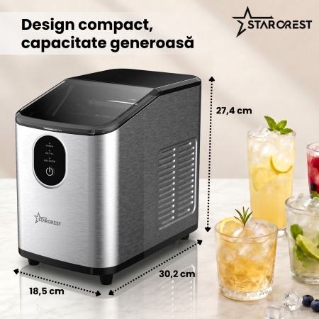 Masina de facut cuburi de gheata STARCREST SIM-1125IX, Capacitate 11-12Kg/24h, Cos gheata detasabil, Rezervor apa 0.8 l, Inox [5]