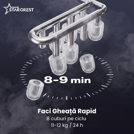 Masina de facut cuburi de gheata STARCREST SIM-1125IX, Capacitate 11-12Kg/24h, Cos gheata detasabil, Rezervor apa 0.8 l, Inox [2]