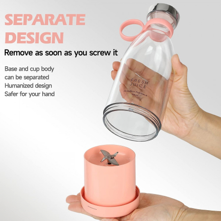 RESIGILAT-Mini Blender Portabil STARCREST SB-214BPK, Incarcare Wireless, Multifunctional, Auto-curatare, Capacitate 350ml, 4 Lame 3D, Putere 20.000 rpm, Roz [3]