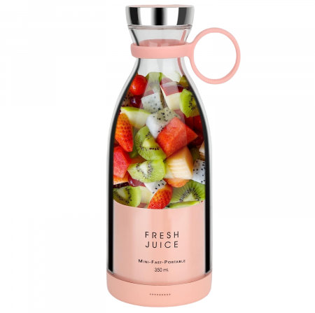 Blendere - RESIGILAT-Mini Blender Portabil STARCREST SB-214BPK, Incarcare Wireless, Multifunctional, Auto-curatare, Capacitate 350ml, 4 Lame 3D, Putere 20.000 rpm, Roz