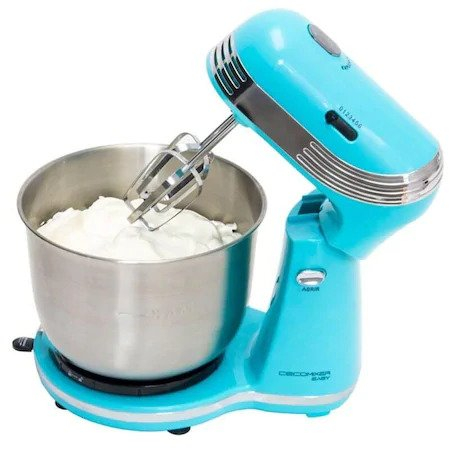 Mixer cu bol Cecotec Cecomixer Easy 4041, 250 W,  Bol inox 3 l, 6 viteze, Tel, carlige, paleta incluse, Albastru/Inox [3]