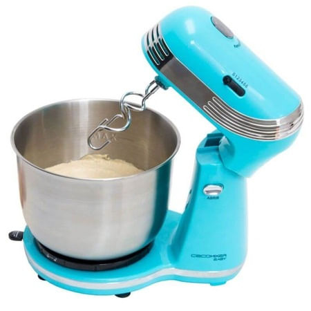Mixer cu bol Cecotec Cecomixer Easy 4041, 250 W,  Bol inox 3 l, 6 viteze, Tel, carlige, paleta incluse, Albastru/Inox [6]