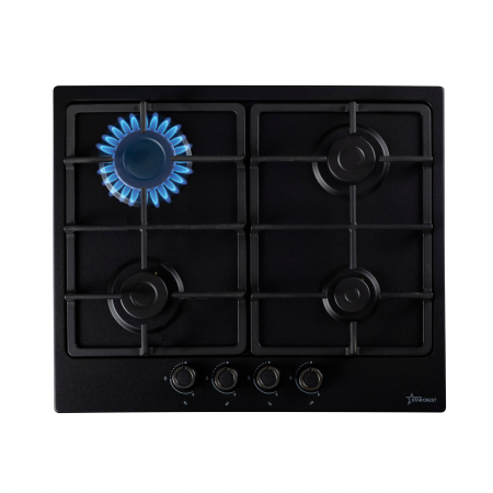 Plite - Plita  incorporabila pe gaz STARCREST SGH-4050BK,  4 Arzatoare, Aprindere electrica,  Neagra