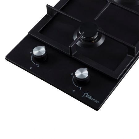 Plita incorporabila STARCREST SGH-3152BK, Gaz, 2 Arzatoare, Gratare fonta, Aprindere electrica, Latime 30cm, Negru [1]