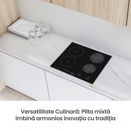 Plita incorporabila STARCREST SIH-HM9066, Mixta, 2 zone gaz, 2 zone Inductie, Aprindere electrica, Sticla neagra [3]