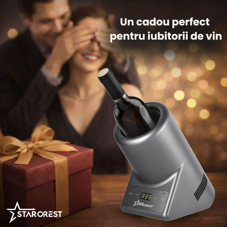 Racitor pentru vin STARCREST SWN-1BT-RSV, capacitate 1 sticla, temperatura reglabila 5-15°C, display LED, control touch, Gri [2]