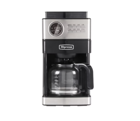 Aparate de cafea - RESIGILAT - Cafetiera HIPRESSO DCM2101, râșniță incorporată, capacitate râșnire 200g, măcinare fina, măcinare grosieră, rezervor de apa detașabil 1,5 L, 900 W, Negru