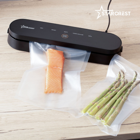 Aparat de vidat si sigilat STARCREST VS-3022, Panou comanda Touch , Vidare umed/uscata, 5 Functii, Ideal pentru alimente sensibile, Cutter incorporat, 10 Pungi incluse, Negru [8]