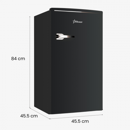 Frigider cu o usa STARCREST SRF-86BK, Design Vintage, 85 l, Clasa E, Iluminare interioara, H 84 cm, Negru [1]