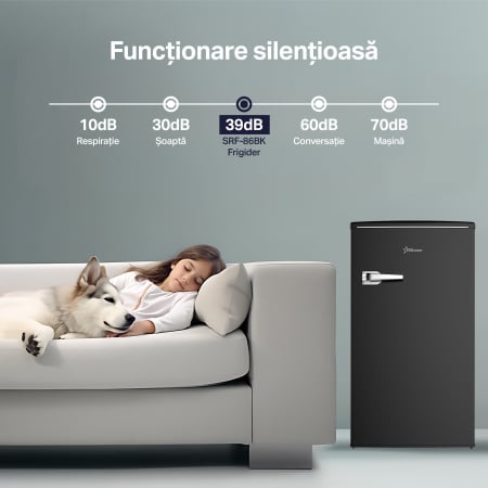 Frigider cu o usa STARCREST SRF-86BK, Design Vintage, 85 l, Clasa E, Iluminare interioara, H 84 cm, Negru [6]