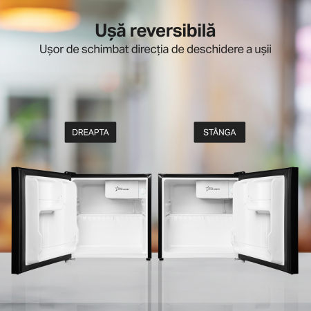 Frigider minibar STARCREST SMB-47GLS-BK, Design modern, 46 l, Clasa E, H 48.8 cm, Sticla Neagra [8]