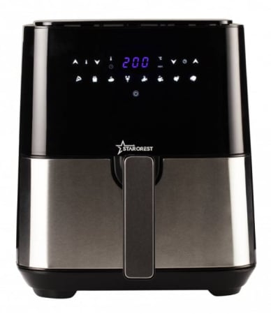 Resigilate - Friteuza digitala cu aer cald XL STARCREST SFR-5050X, 1450 W, 5 Litri, Termostat 80 - 200 °C, 8 programe predefinite, Negru