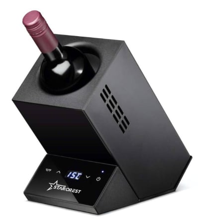 Black Friday - Racitor pentru vin STARCREST SWN-1BT, capacitate 1 sticla, temperatura reglabila 5-15°C, display LED, control touch, otel, Negru
