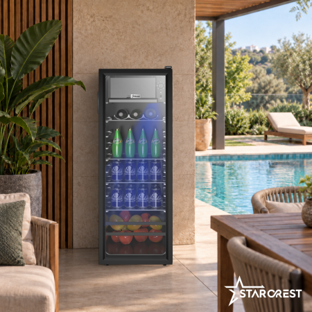 Vitrina frigorifica STARCREST SBC-138BK, 138 L, Control temperatura, Usa sticla, H 125 cm, Negru [2]