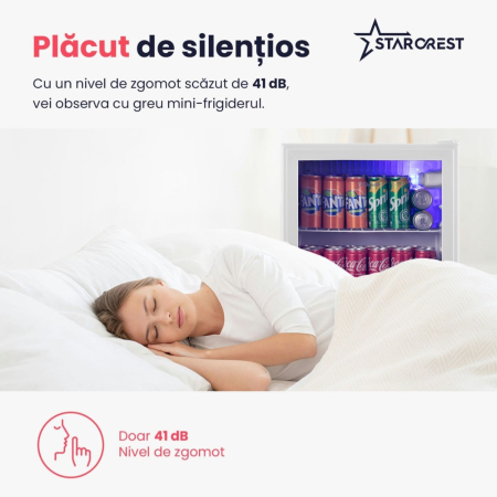 RESIGILAT - Vitrina frigorifica STARCREST SBC-51WHE, 46 L, Control temperatura, Usa sticla, H 48.8 cm, Alb [4]