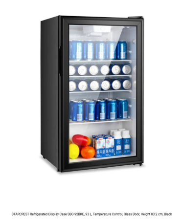 Accesorii - Vitrina frigorifica STARCREST SBC-92BKE, 92 L, Control temperatura, Usa sticla, H 83.2 cm, Negru