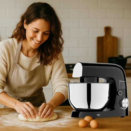 Robot de bucatarie STARCREST SKM-1015BK, 1500 W, Bol 4.5 L Inox, 5 Accesorii, 10 Viteze + Pulse, Negru [5]