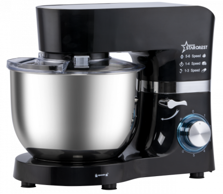 Robot de bucatarie STARCREST SKM-1500BK, 1500W, Bol 5.5 L Inox, 5 Accesorii, 6 Viteze + Pulse, Angrenaje metalice, Negru + Inox [5]