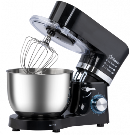 Robot de bucatarie STARCREST SKM-1500BK, 1500W, Bol 5.5 L Inox, 5 Accesorii, 6 Viteze + Pulse, Angrenaje metalice, Negru + Inox [4]