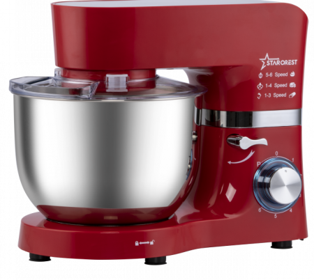 Robot de bucatarie STARCREST SKM-1500RD, 1500W, Bol 5.5 L Inox, 5 Accesorii, 6 Viteze + Pulse, Angrenaje metalice, Rosu + Inox [5]