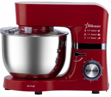 Robot de bucatarie STARCREST SKM-1500RD, 1500W, Bol 5.5 L Inox, 5 Accesorii, 6 Viteze + Pulse, Angrenaje metalice, Rosu + Inox [6]