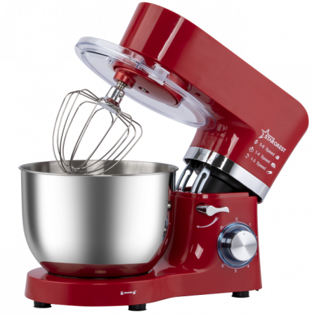 Robot de bucatarie STARCREST SKM-1500RD, 1500W, Bol 5.5 L Inox, 5 Accesorii, 6 Viteze + Pulse, Angrenaje metalice, Rosu + Inox [4]