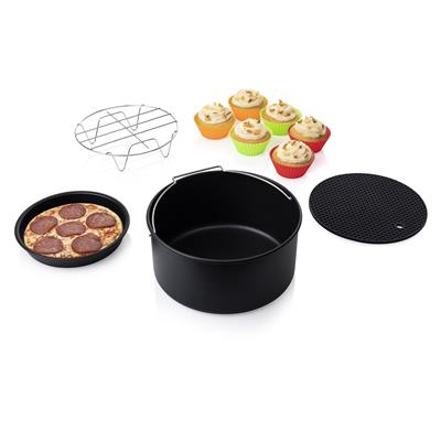 Electrocasnice Mici - Set accesorii pentru friteuze cu aer cald Princess 182012, 10 accesorii, compatibile cu modelele de 5.2 L, Negru