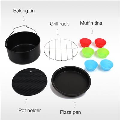 Set accesorii pentru friteuze cu aer cald Princess 182012, 10 accesorii, compatibile cu modelele de 5.2 L, Negru [2]