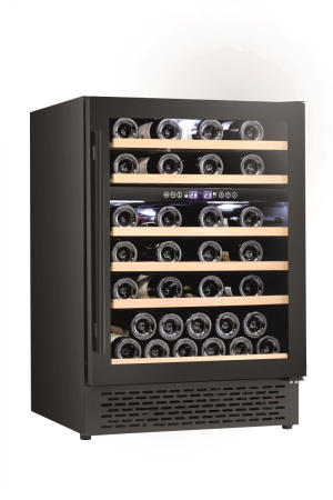 Vitrina de vinuri incorporabila STARCREST SWN-13851DZ , Capacitate 51 sticle, Clasa F, Rafturi din lemn de fag, Control electronic, Display, 2 zone de racire, Iluminat interior LED, H 82 cm, Negru [2]