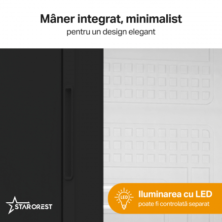 Vitrina frigorifica profesionala STARCREST SPS-300BK, 300 L, Termostat reglabil, Iluminare LED, H 169.5 cm, Negru [3]