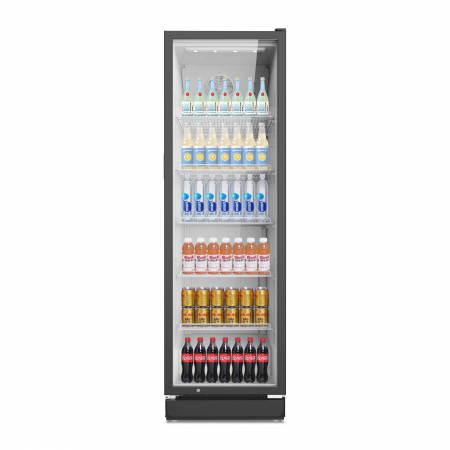 Resigilate - Vitrina frigorifica profesionala STARCREST SPS-350, 350 L, Termostat reglabil, Iluminare LED, H 194.5 cm, Negru