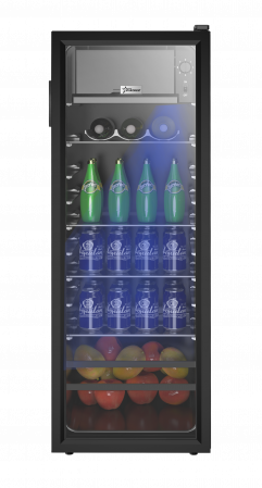 Vitrine frigorifice - Vitrina frigorifica STARCREST SBC-138BK, 138 L, Control temperatura, Usa sticla, H 125 cm, Negru