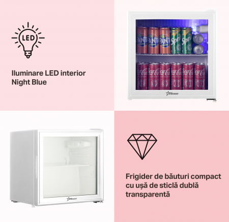 Vitrina frigorifica STARCREST SBC-51WHT, 46 L, Control temperatura, Usa sticla, H 48.8 cm, Alb [1]