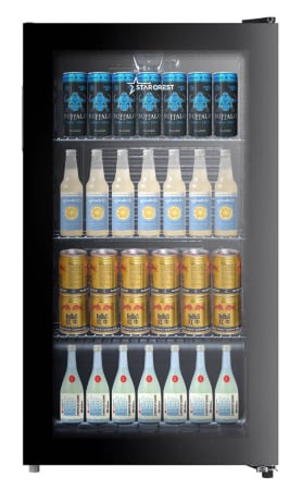 Vitrine frigorifice - Vitrina frigorifica STARCREST SBC-9901BKE, 93 L, Termostat reglabil, Iluminare LED, Usa sticla, H 84.5 cm, Negru