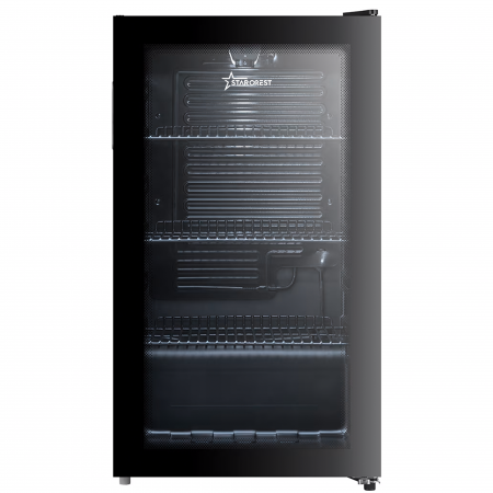 Vitrina frigorifica STARCREST SBC-9901BKE, 93 L, Termostat reglabil, Iluminare LED, Usa sticla, H 84.5 cm, Negru [1]