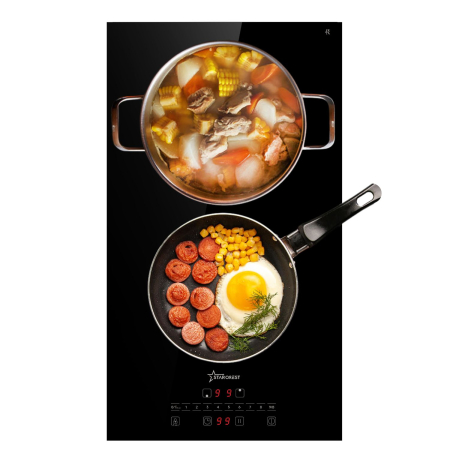 Plită incorporabilă - RESIGILAT-Plita incorporabila STARCREST SIH-3232, Inductie, 3500 W, 2 zone de gatit, 9 trepte de putere, Touch control, Timer, Sticla Neagra Kanger