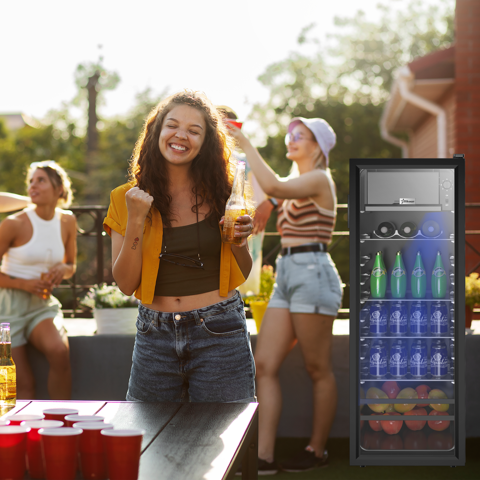 RESIGILAT - Vitrina frigorifica STARCREST SBC-138BK, 138 L, Control temperatura, Usa sticla, H 125 cm, Negru [2]