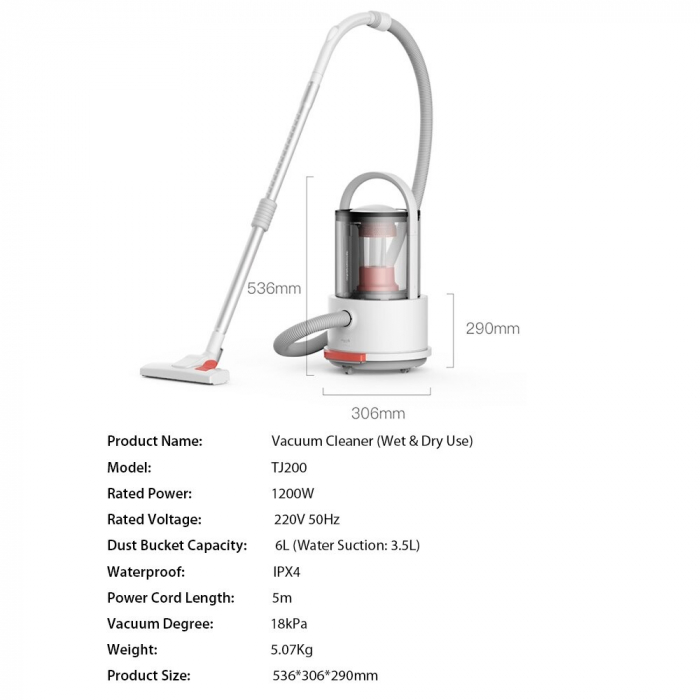 Aspirator Multifunctional, Deerma, 1200W, Umed si Uscat, Capacitate Rezervor 6L, Filtru HEPA [4]