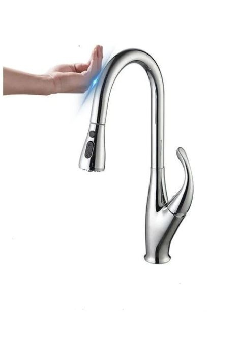Baterie bucatarie Crom , profesionala, cu senzor de pornire la atingere, cu dus extractibil si pipa flexibila, 2 functii de curgere a apei, cu touch control, AquaSpa [3]