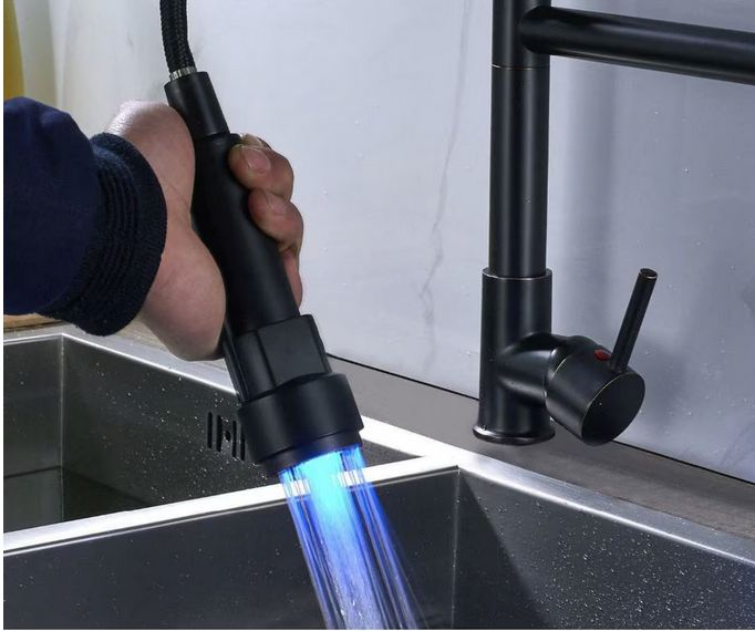 Baterie Chiuveta Cu Arc, AquaSpa, Finisaj Negru, Led [2]