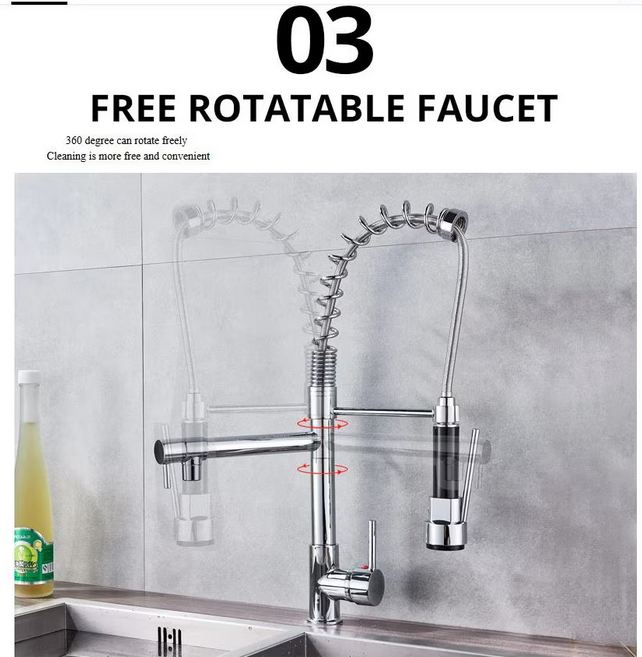 Baterie Chiuveta Cu Arc, AquaSpa, Rotativa, 360, Finisaj Negru Crom [8]