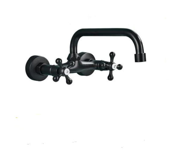 Baterie din alama cu montaj pe perete si teava cu rotire 360 de grade, negru mat, Tip Z, AquaSpa [1]