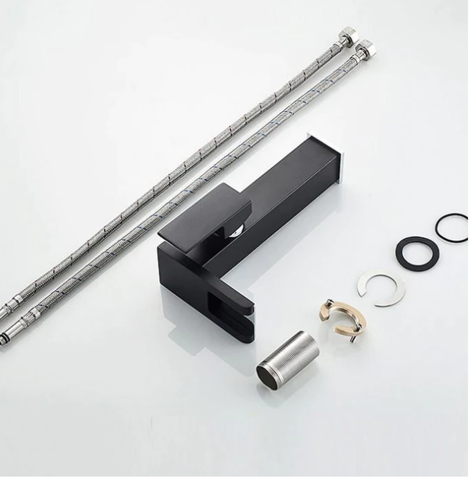 Baterie Lavoar neagra, cu Led, tip Cascada, 12.5 cm inaltime, AquaSpa [3]
