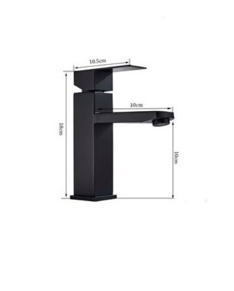 Baterie neagra din alama cu montaj pe lavoar, 18 cm intaltime [5]