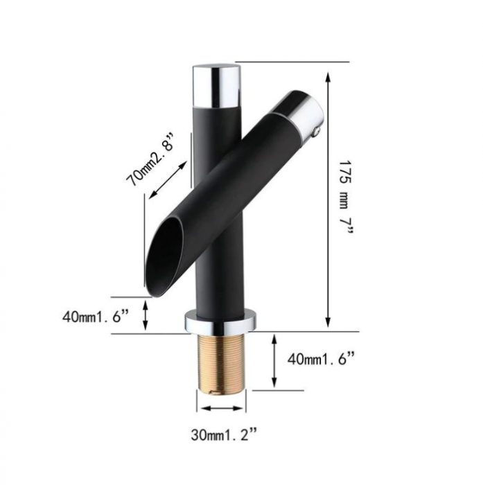 Baterie neagra pentru baie cu maner modern [3]